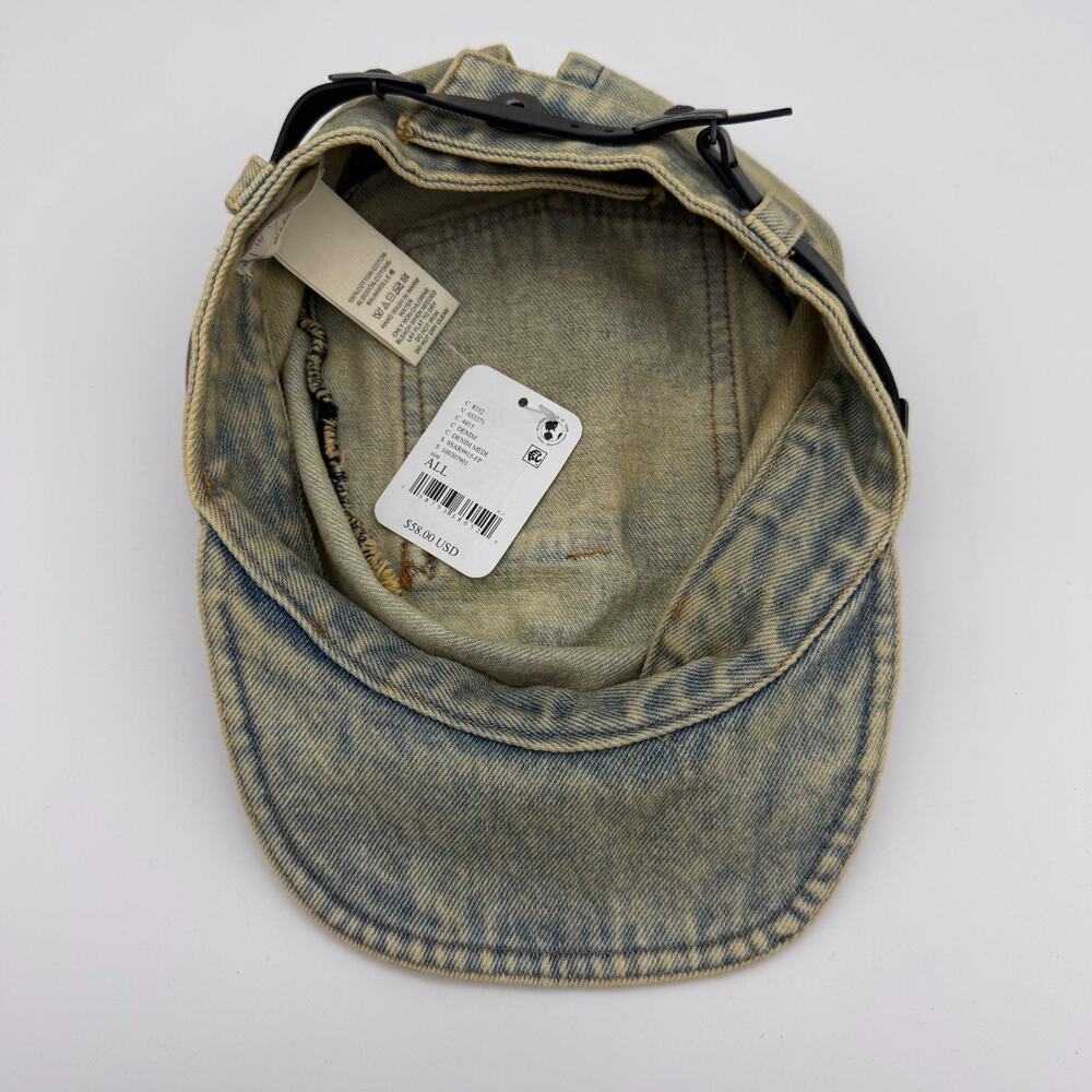 Free People Cadet Hat Womens Washed Denim Boho Western Leather Band Y2K 90s NEW - Picture 6 of 8